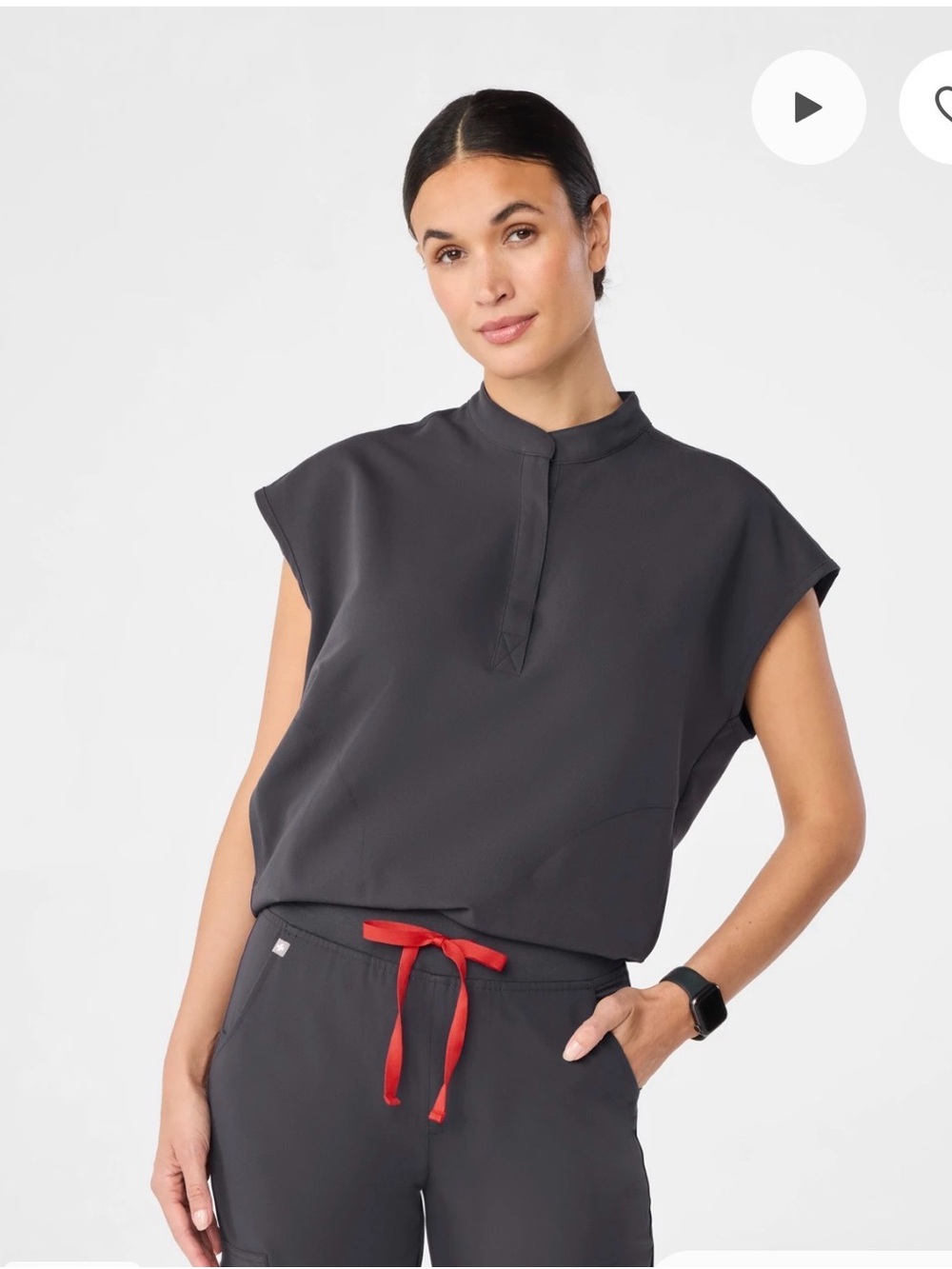 Charcoal Rafaela Oversized Scrub Top Small